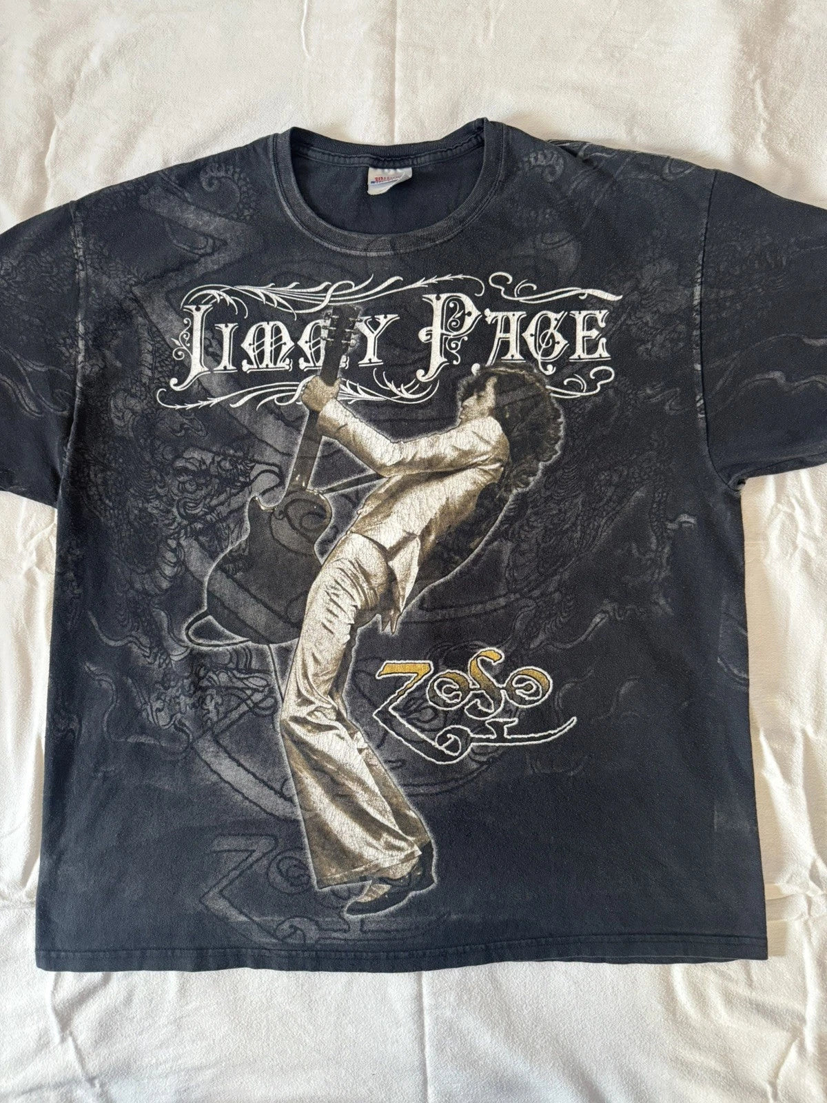 Vintage Jimmy Page All Over Print T-Shirt – XL Hanes Heavyweight  Y2K Rock Tee