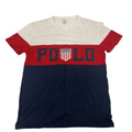Polo Ralph Lauren Shirt Mens Medium Red Navy Custom Slim Fit Colorblock Shield