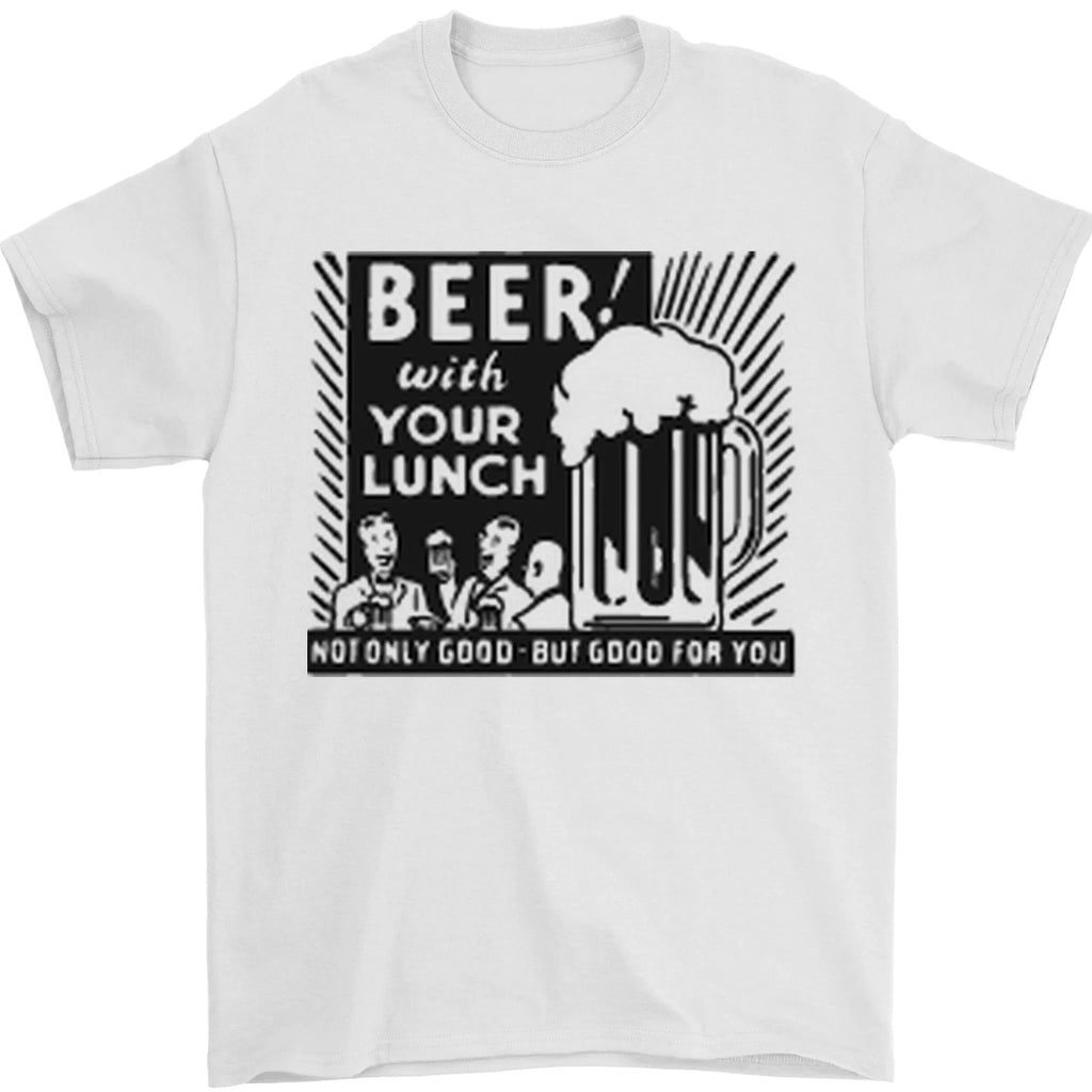 Beer with Your Lunch Funny Alcohol Mens T-Shirt 100% Cotton