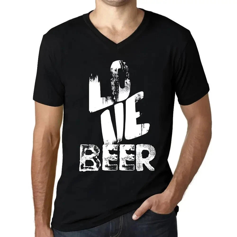 Men's Graphic T-Shirt V Neck Love Beer Eco-Friendly Limited Edition Short Sleeve