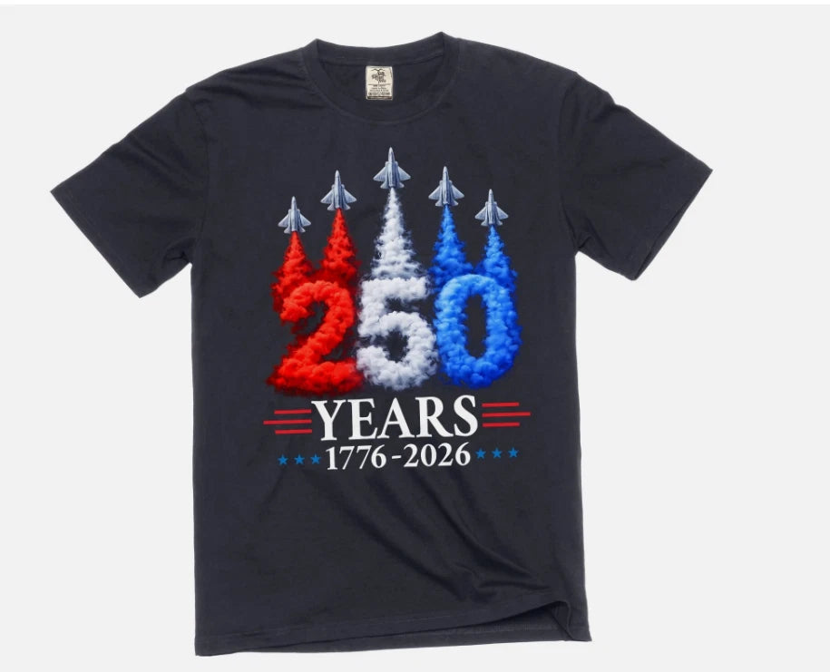 Fourth of July Jet flyover 250th Anniversary 1776-2026 T-Shirt Patriotic USA Tee
