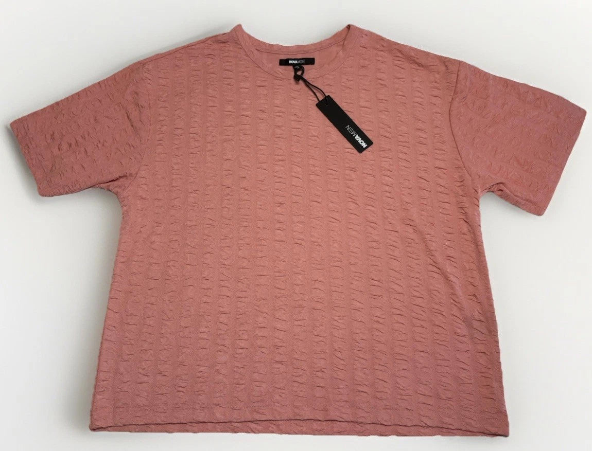 Novamen Shirt Men’s XL Textured Salmon Solid Y2K 90s Style NEW! with Tags