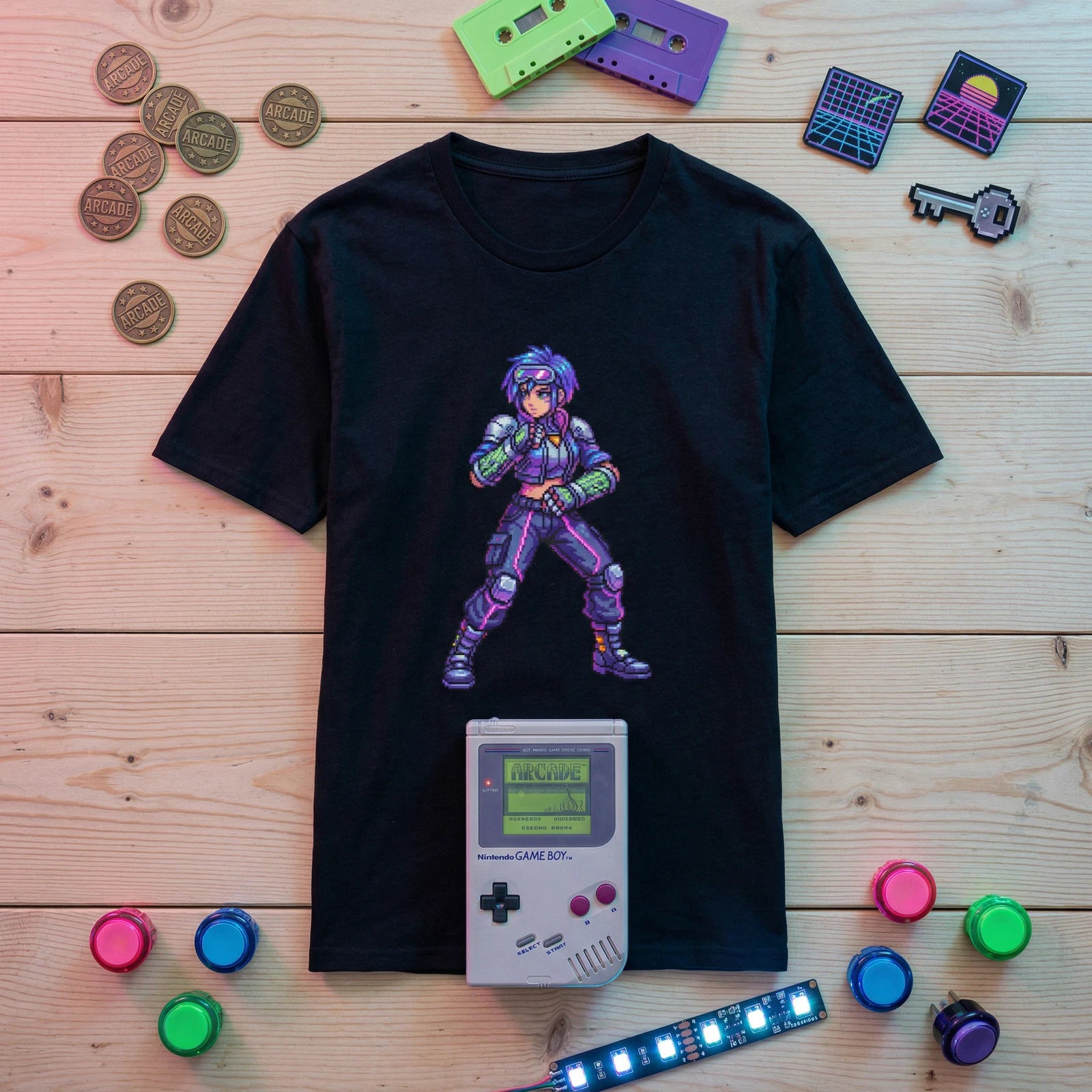 Pixelated 90s Retro Arcade Video Game Y2K Gamer T-Shirt