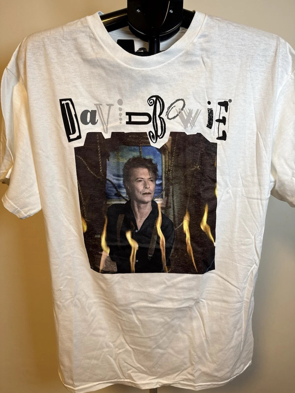 Official David Bowie Graphic T-Shirt Mens L White 90s Outside Era Band Tee Merch