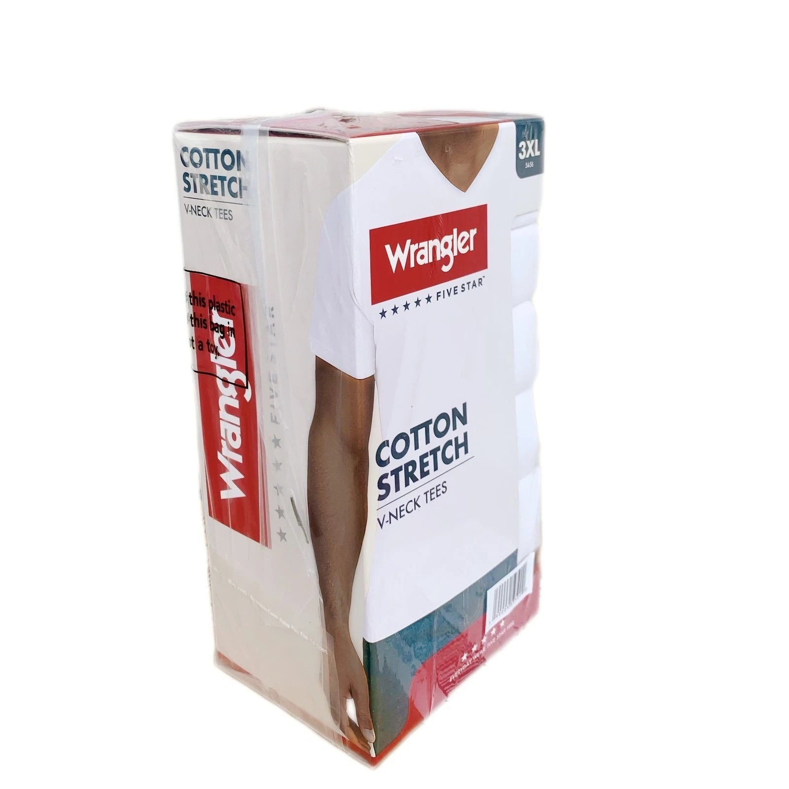 Wrangler®   Men's Cotton Stretch V-NECK TEE  6-Pack   3XL (54-56)    "GIFT BOX"