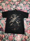 Vintage Y2K Skull Skeleton Grim Reaper Black Large T-Shirt