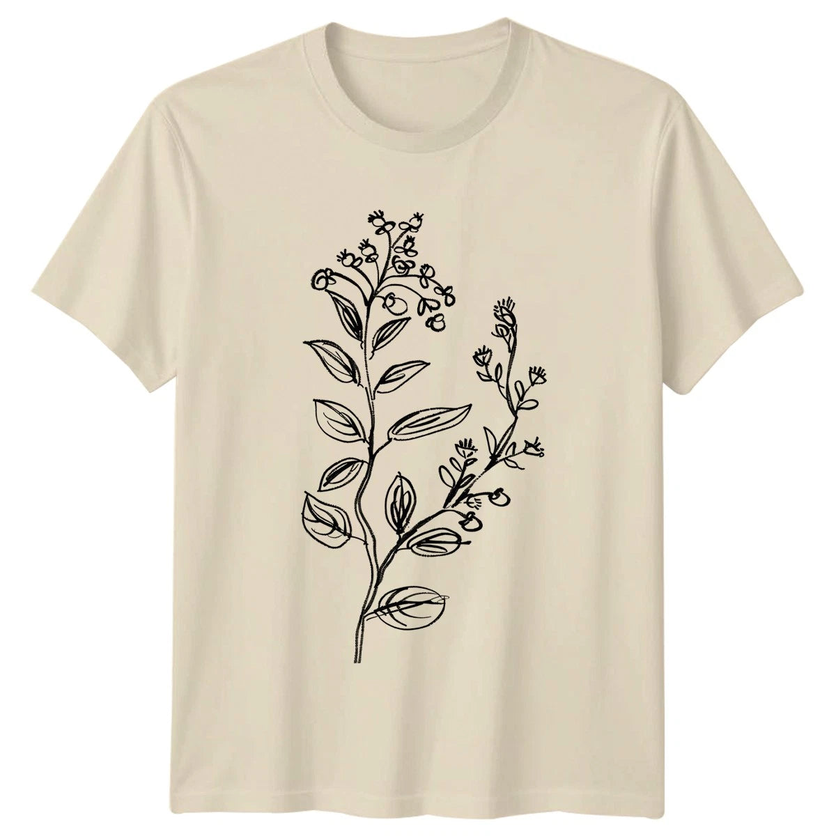 Minimalist Line Art Flower Botanical T-Shirt Boho Nature Floral Plant Design