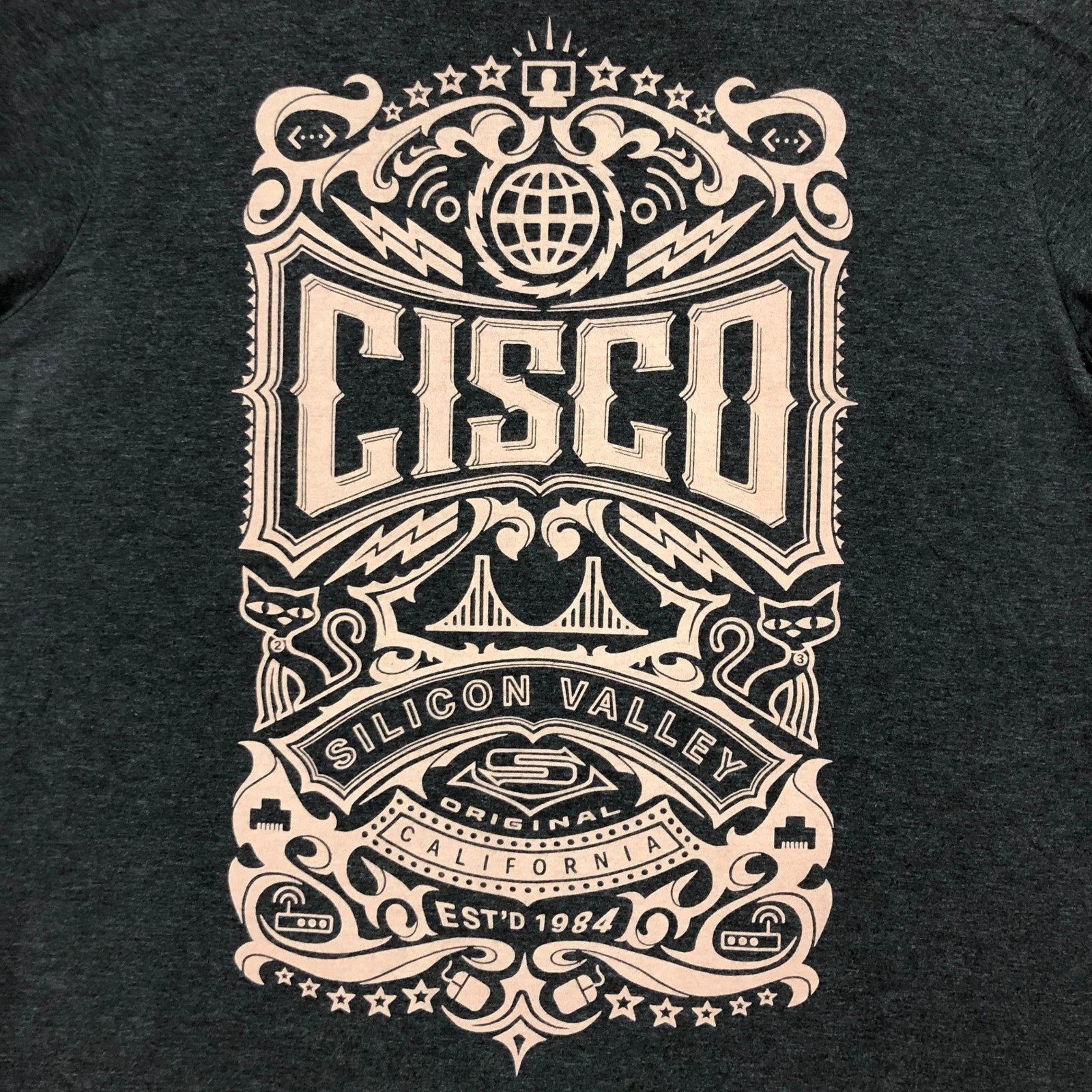 Cisco Silicon Valley T-Shirt Kustom Kult Artist Signature Series Gray Medium