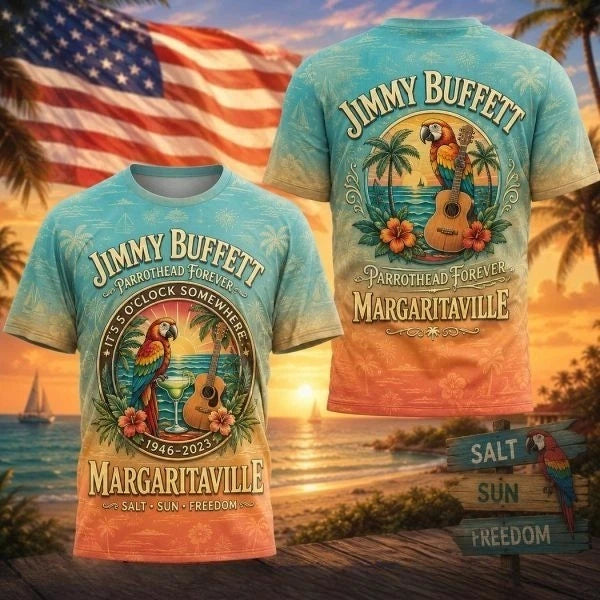 Jimmy Buffett Margaritaville Parrothead Forever Limited Edition 3D Tshirt