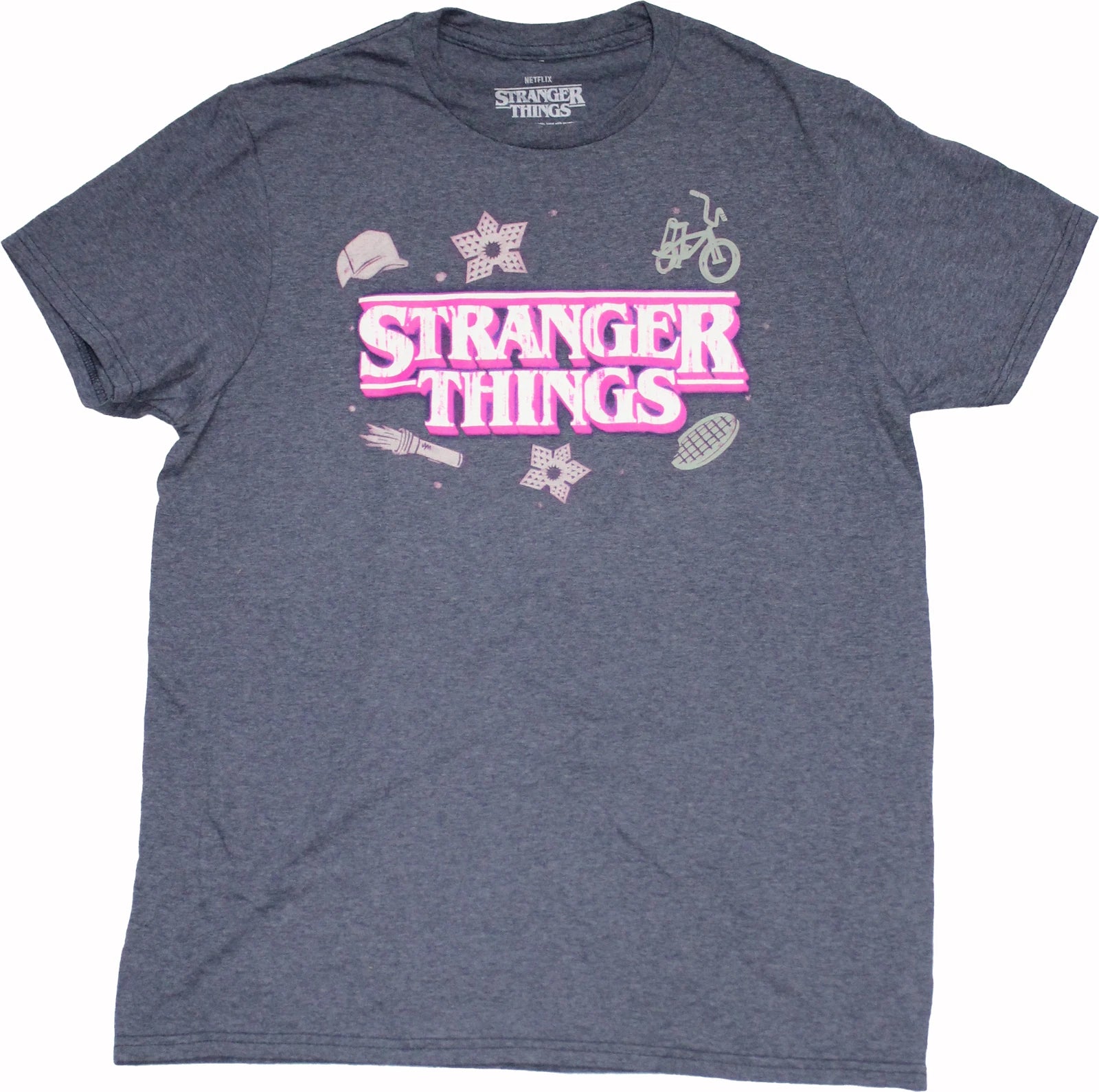 Stranger Things New Adult T-Shirt - Word Logo & Simple Show Images