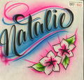 AIRBRUSH NAME DESIGN FLOWER HIBISCUS TROPICAL COLOR CUSTOM AIR BRUSH SHIRT
