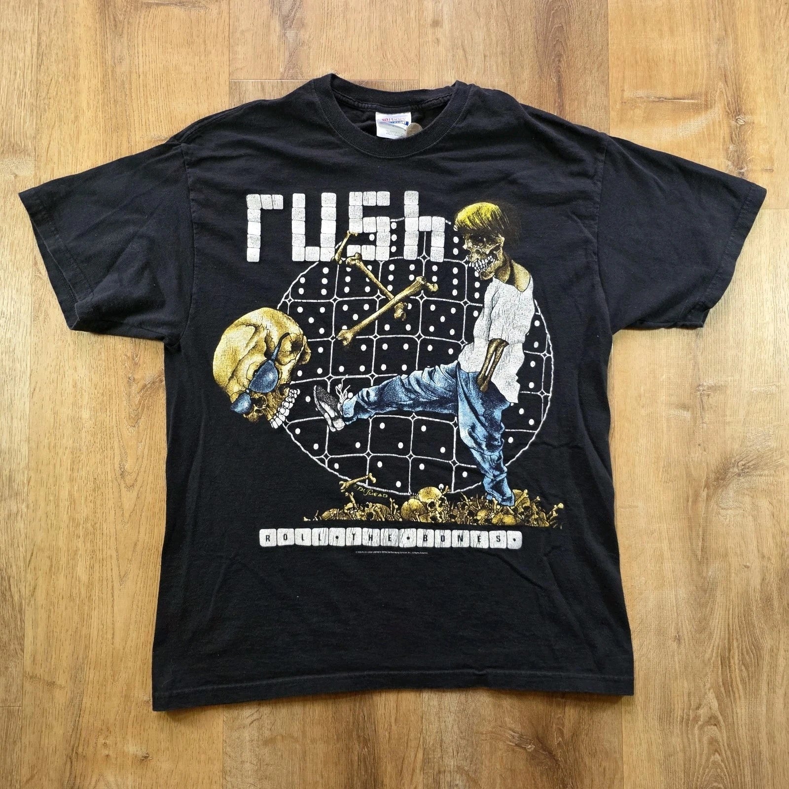 Vintage 91 Rush Roll The Bones Tour T-Shirt Black Hanes Heavyweight Rock Band XL