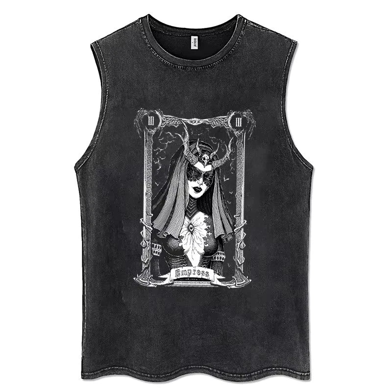Gothic Angel Skeleton Butterfly Tank Top Washed Black Y2K Grunge Shirt [S-3XL]