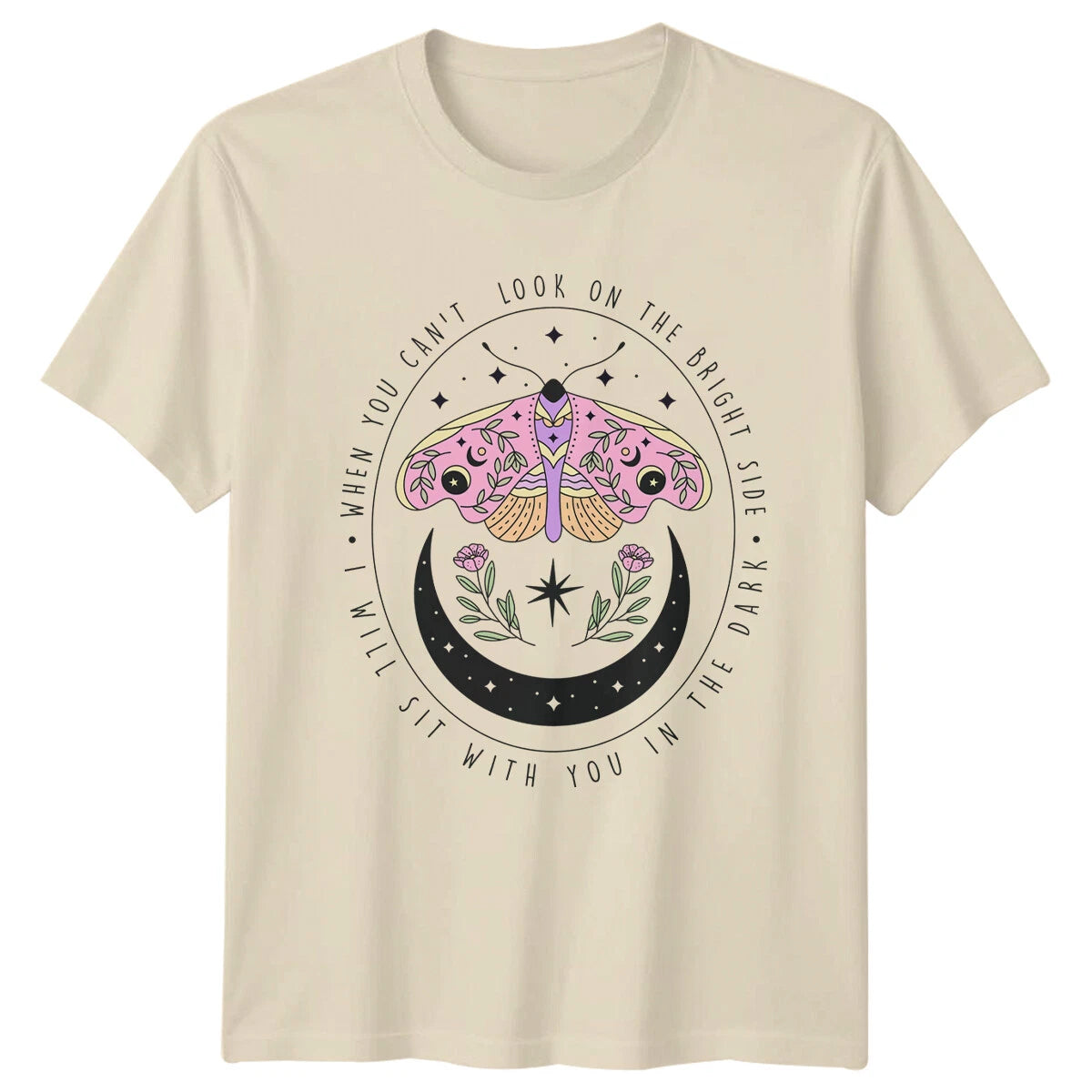 Moth Moon Magic "When You Can't Look..." T-Shirt Boho Celestial