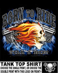 Born To Ride Till I Die Ride To Live Biker Flaming Skull Motorcycle Tank Top 127