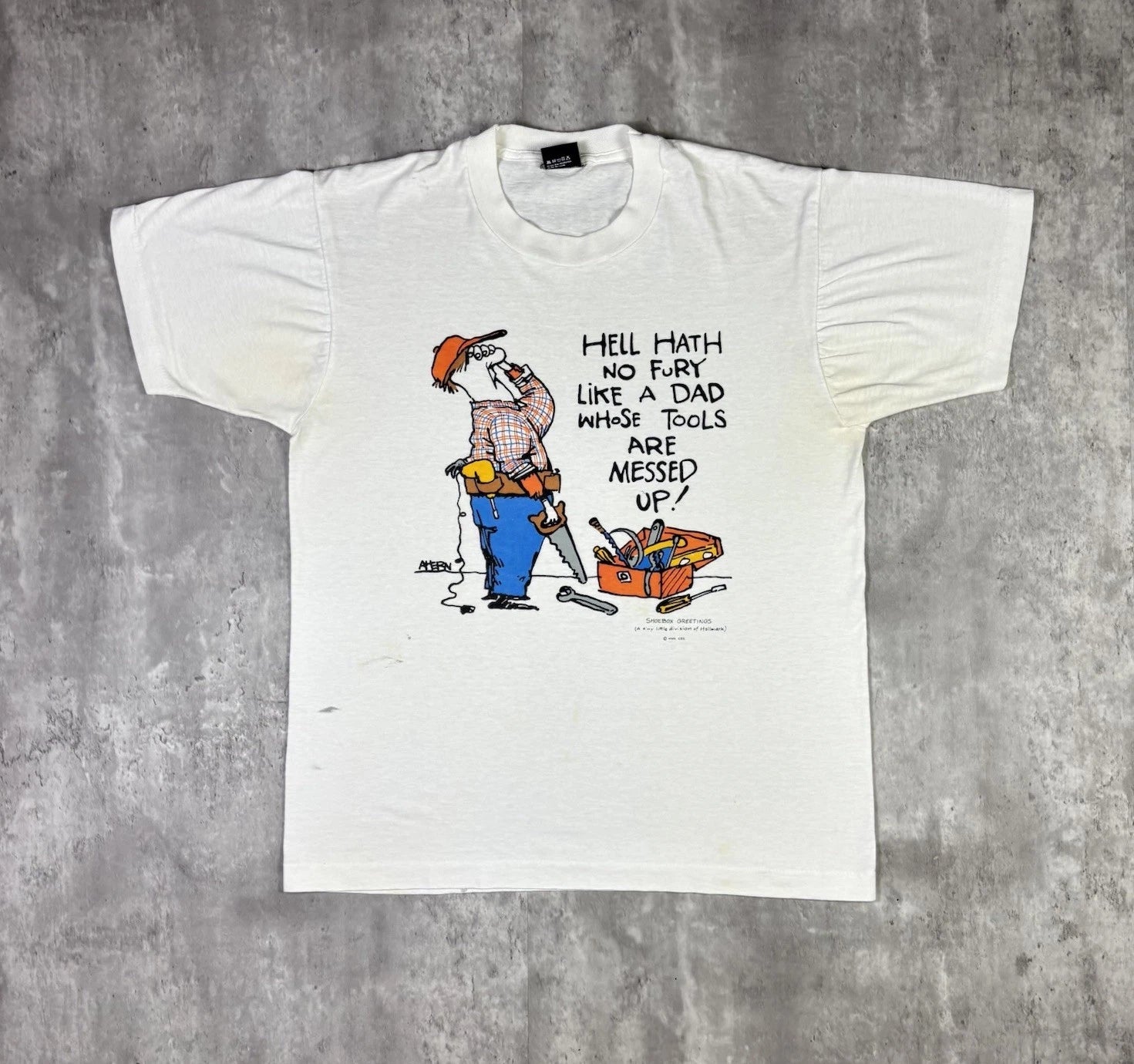 Vintage Hallmark Construction Funny Art T Shirt Comedy Humor Dad Joke Adult Lg