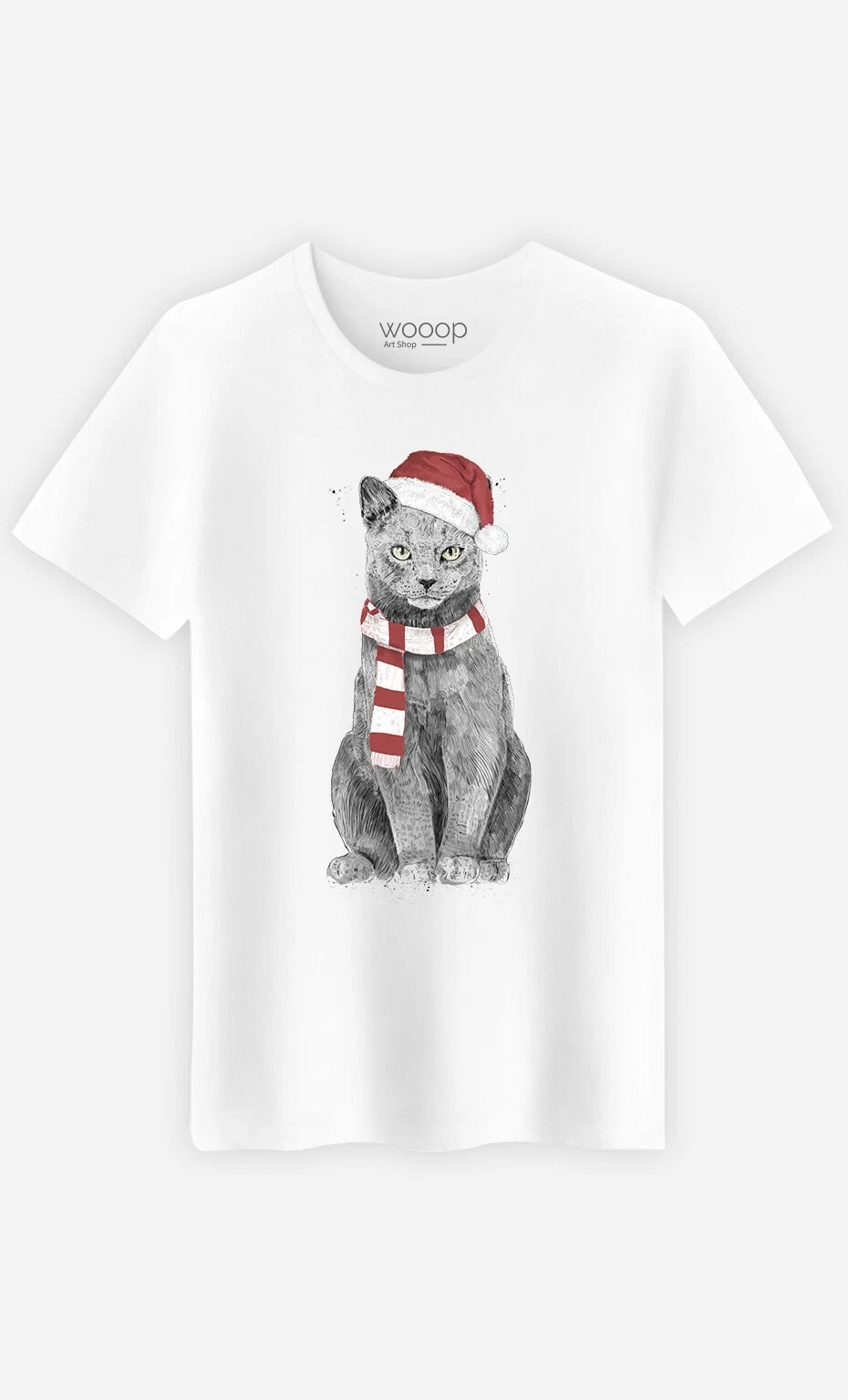 Men's Short Sleeve T-Shirt White, XMAS CAT