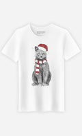 Men's Short Sleeve T-Shirt White, XMAS CAT