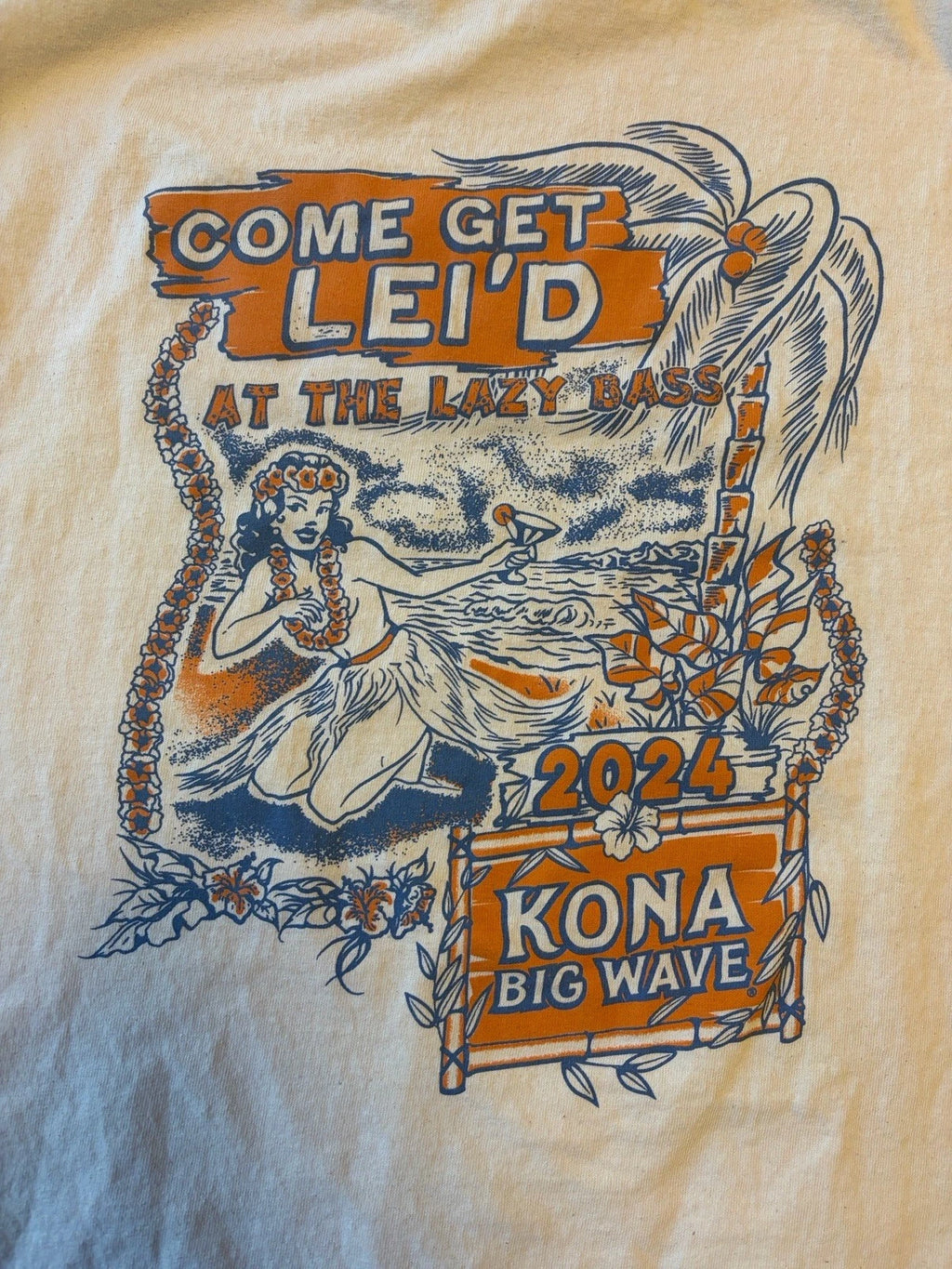 The Lazy Bass Kona Hawaii T Shirt Mens Large Fishing Humor Graphic Tee