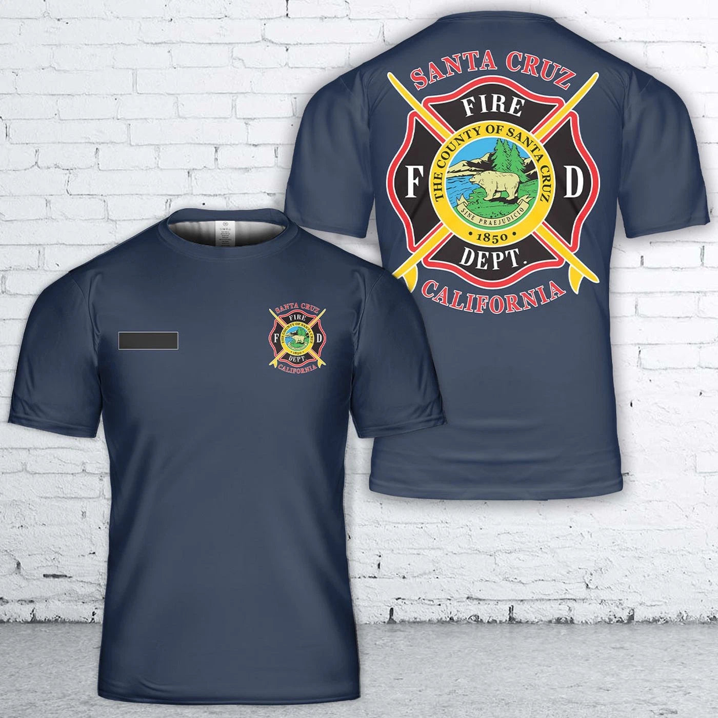 Custom Santa Cruz, California, Santa Cruz Fire Department T-Shirt Gift For Dad