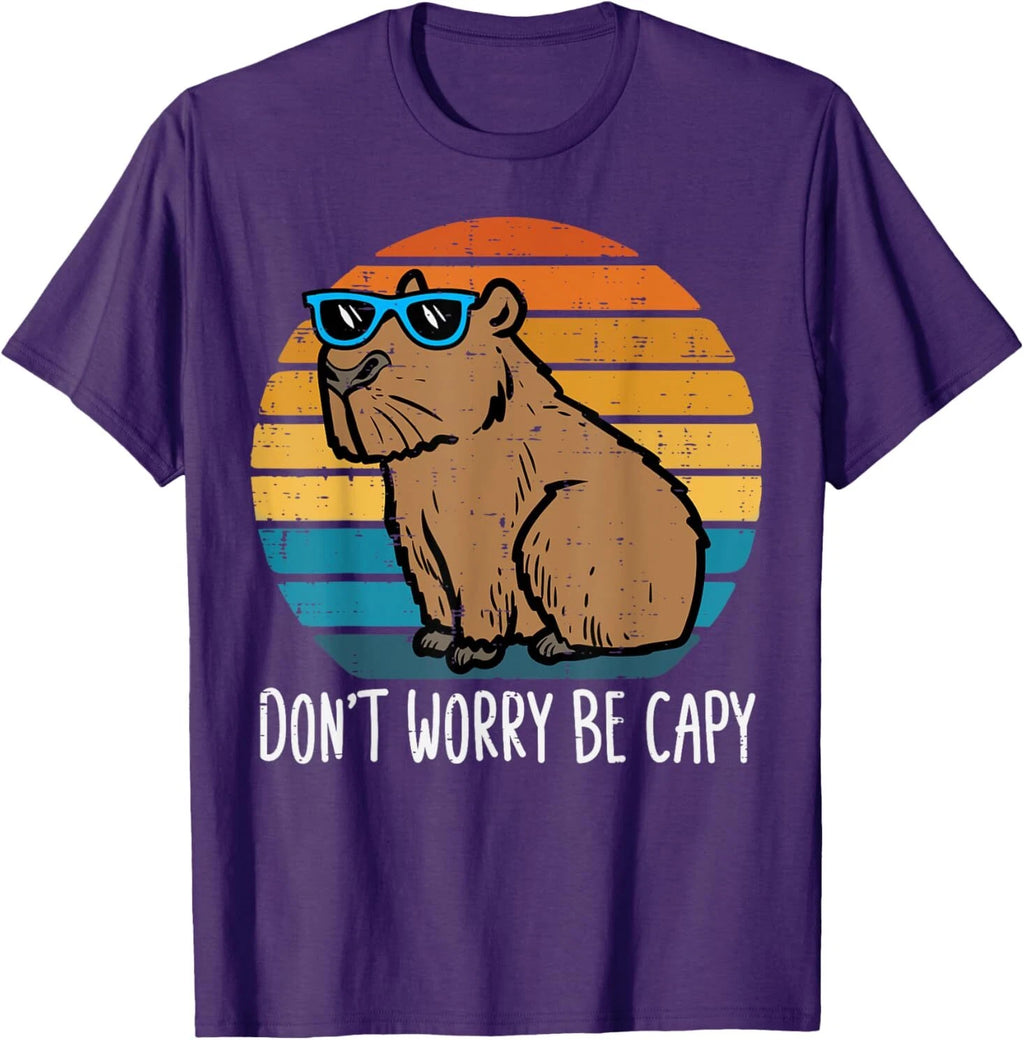 Dont Worry Be Capy Capybara Retro Men Boys Kids Youth Women T-Shirt