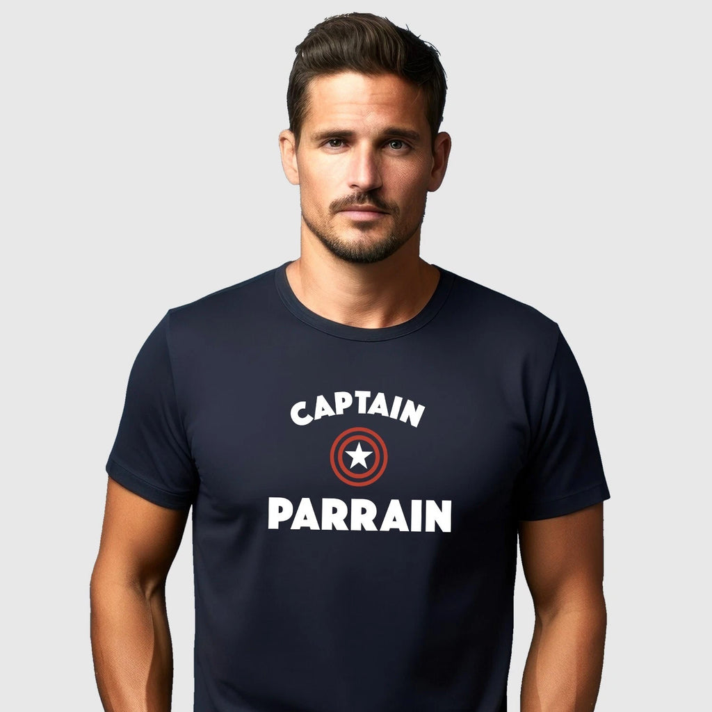 T-Shirt Man short Sleeve Captain Godfather Color Navy Blue