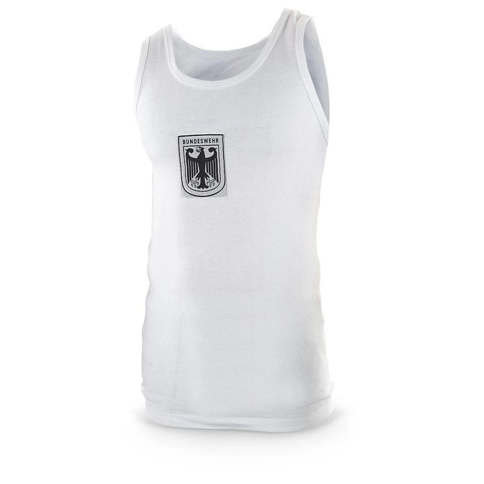 GERMAN MILITARY TANK TOP SHIRT BUNDESWEHR WHITE COTTON PHYSICAL TRAINING P.T.U