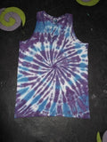 Purple Blue spiral festival tie dye t shirt tank vest top S-2XL