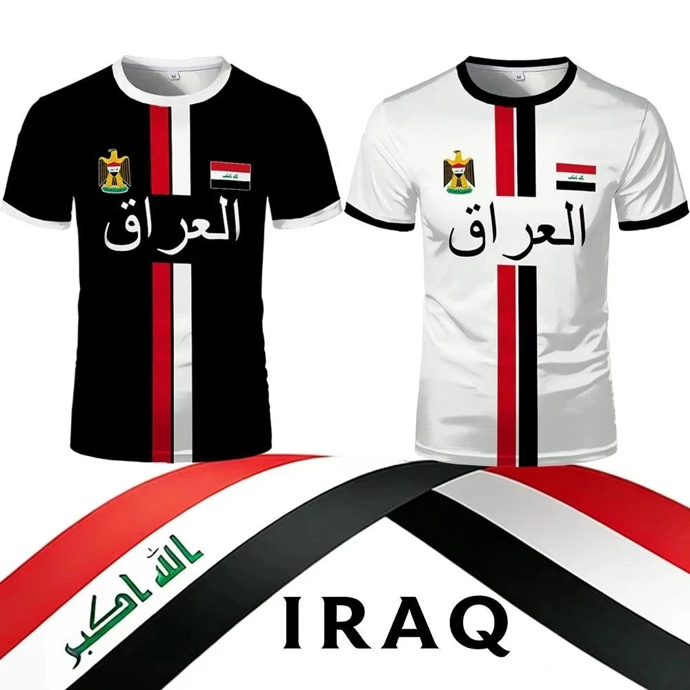 Iraq Football Shirt Polyester Jersey Graphic Print Iraq Flag Football Jersey
