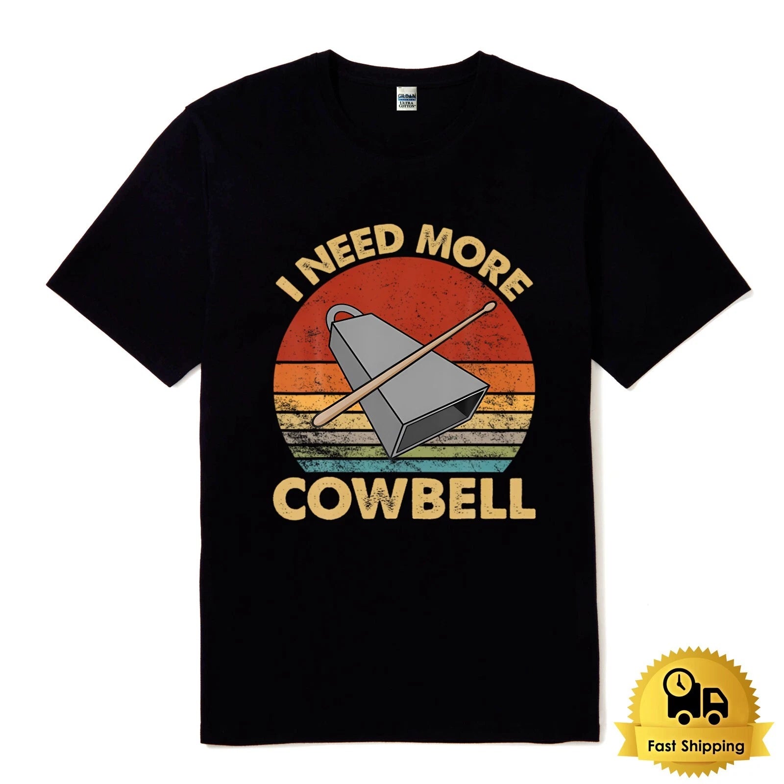 New I Need More Cow Bell Funny Vintage Great Gift Drummer T-Shirt Sizes S - 5XL