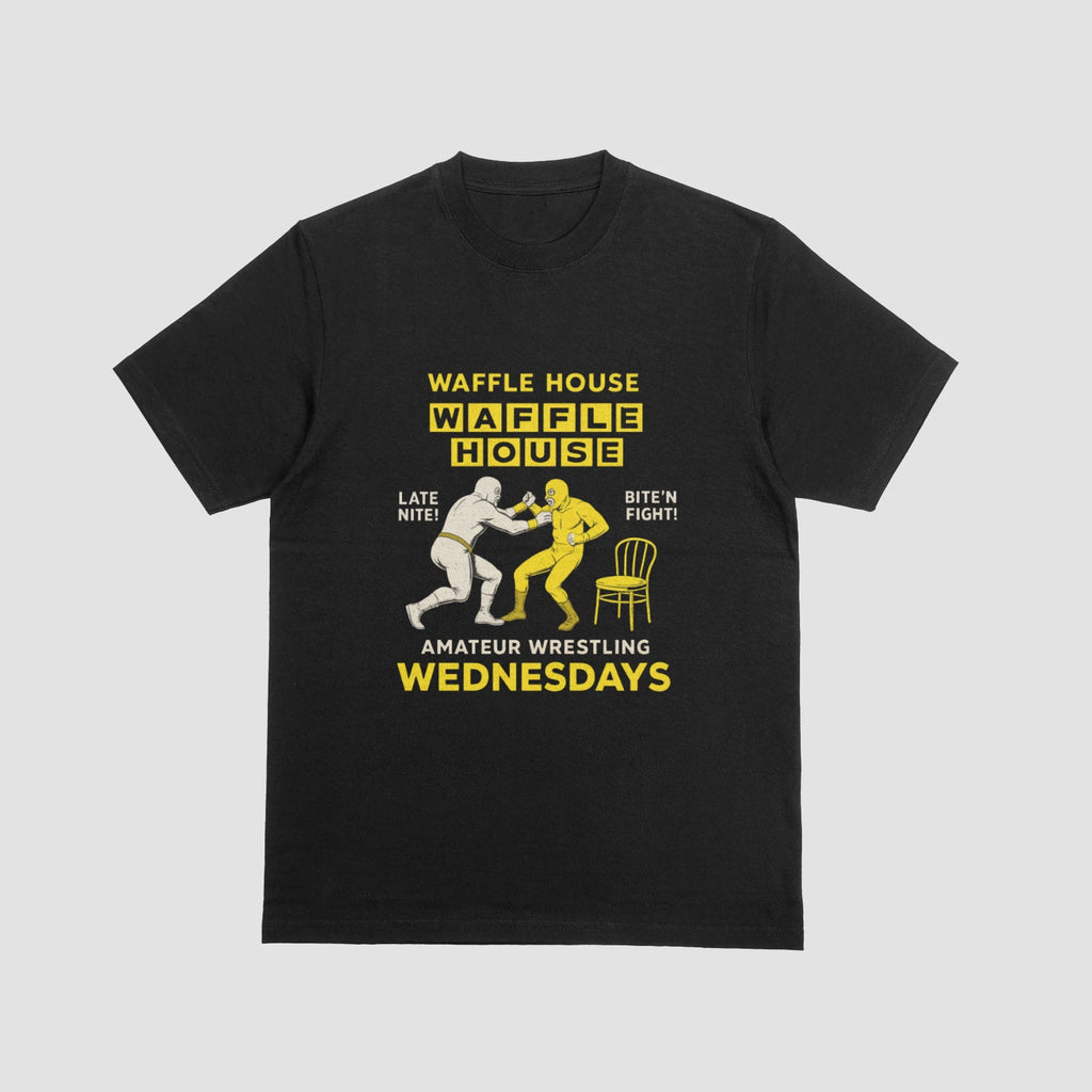 Waffle House Wrestling T-Shirt Funny Diner Fight Amateur Wednesdays Tee