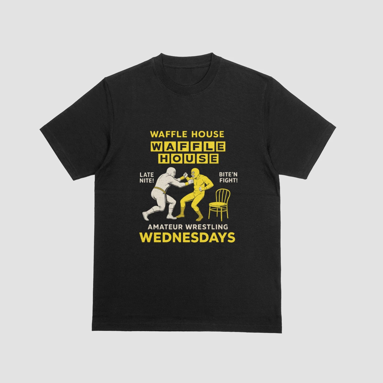Waffle House Wrestling T-Shirt Funny Diner Fight Amateur Wednesdays Tee