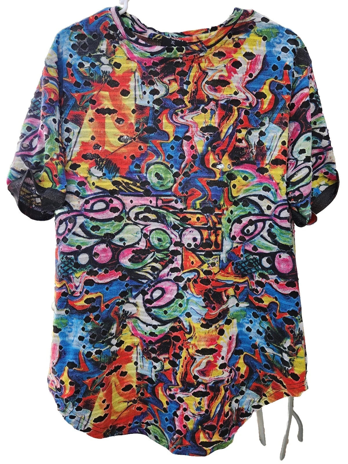 Pizoff Multicolored Textured Distressed Abstract Loud Pop Art T-shirt Men's XL