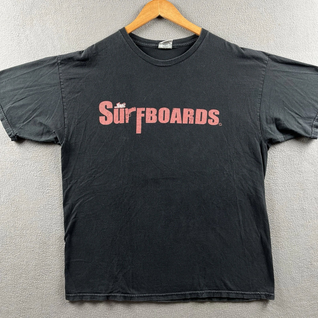 Vintage Lost Surfboards Shirt Mens XL Black Faded The Sopranos Parody Gun Logo