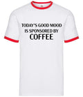 Sponsored By Coffee - Mens Ringer - Latte Flat White Funny Mood Espresso