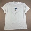 Embroidered Blue Rose Tee Mens L White Floral Streetwear Graphic Shirt