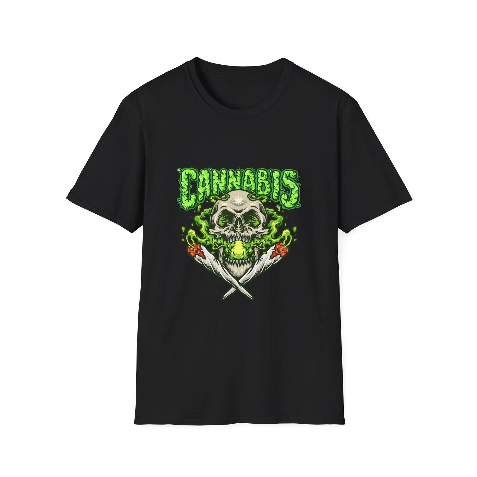 Cannabis Skull Unisex Softstyle T-Shirt, Cool Graphic Tee, Hipster Shirt