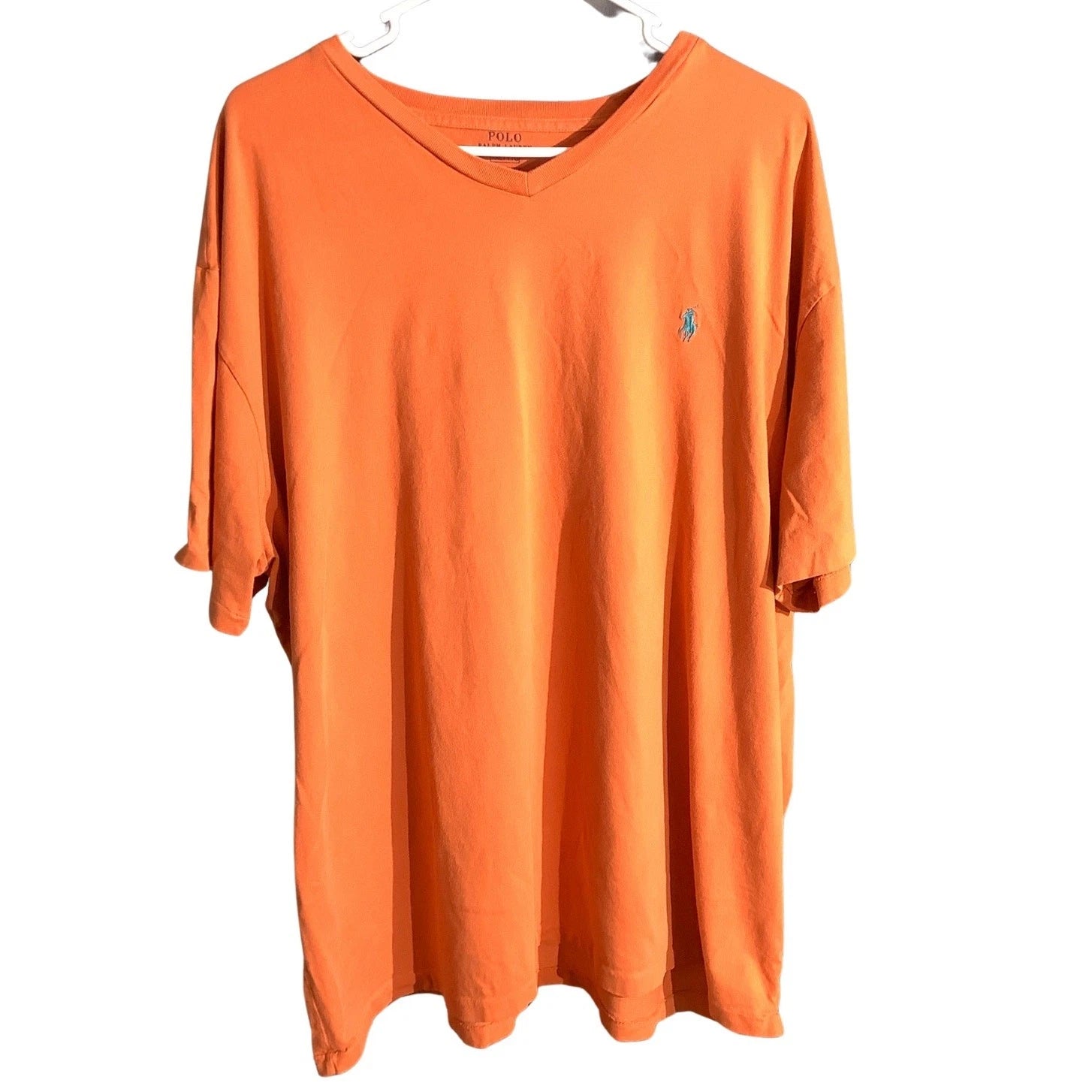 Polo Ralph Lauren V-Neck T-Shirt Men's Size XXL Orange — Classic, Preppy, Casual