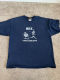 VTG Milk Skateboard Shirt D-Lab Dairies Mens XL Y2K Skate Blue Short Sleeve