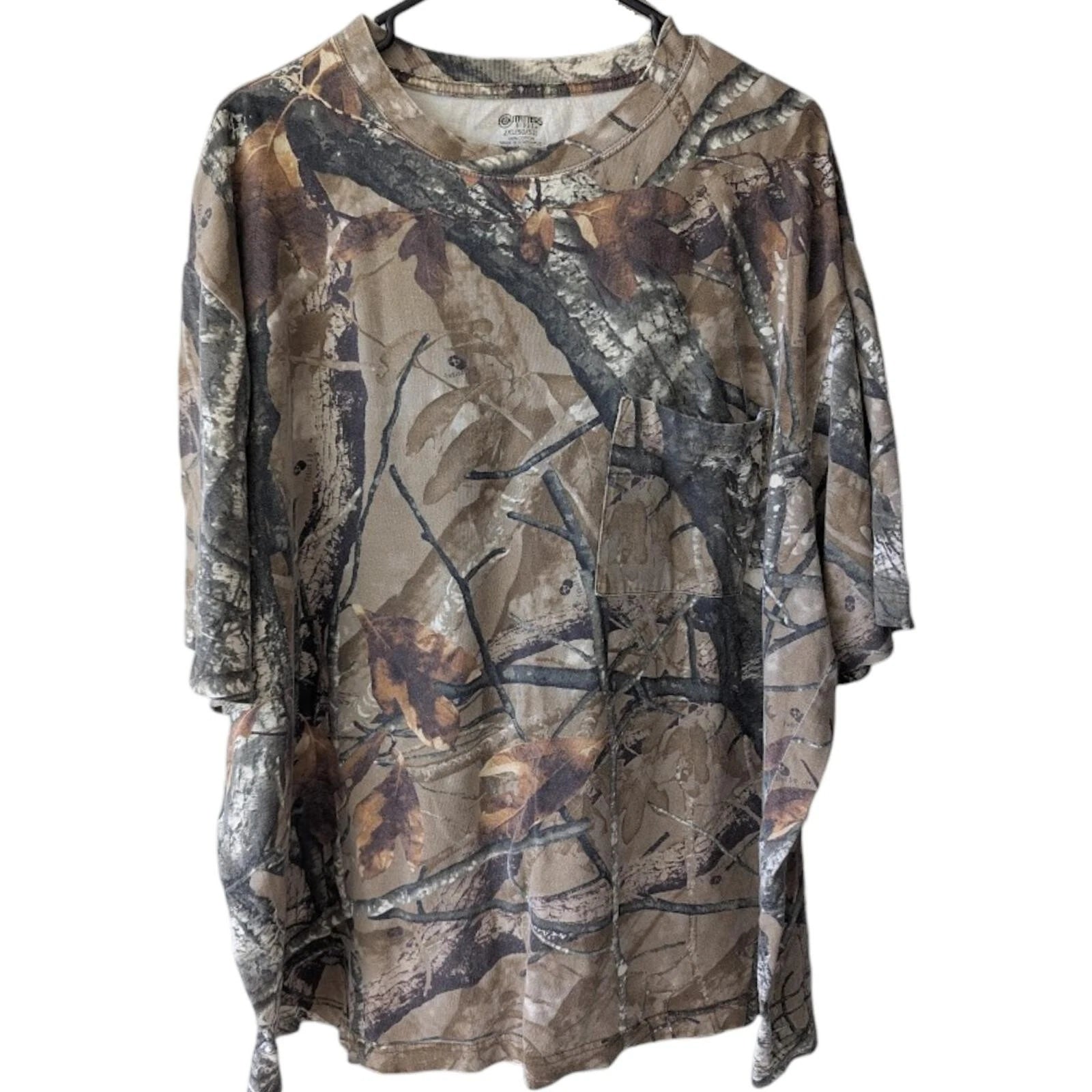 Outfitters Ridge Shirt 2XL Camo Fusion 3D Hunting Pocket Tee Boxy Baggy Y2K XXL