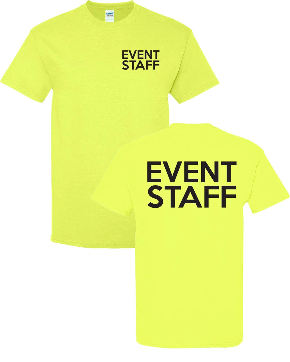 Event Staff Safety Green Shirt Front & Back w/ Black Print Men's Tee Shirt 1614