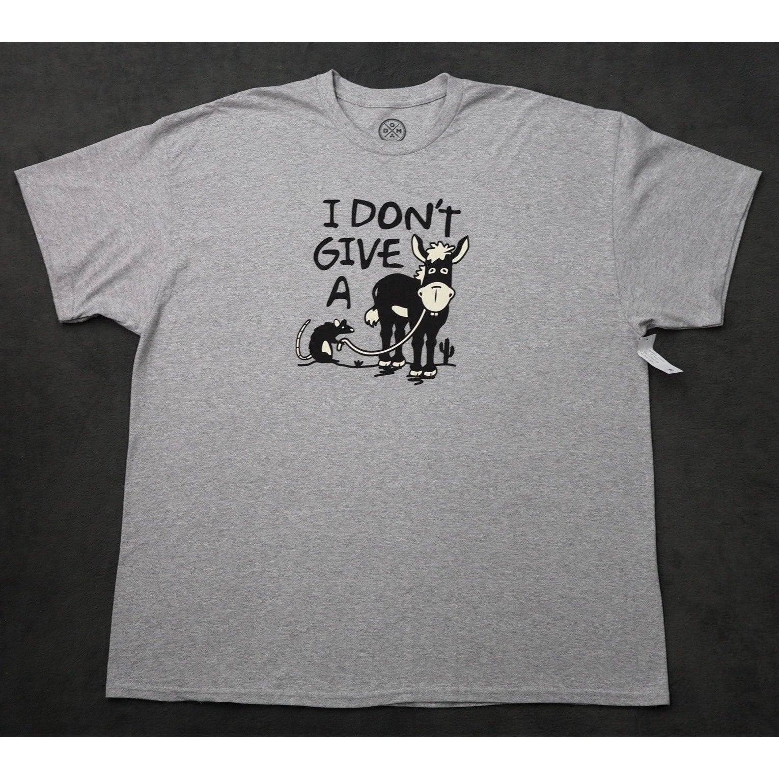 DOM Mens I Don't Give A Donkey Rat Graphic T-Shirt Gray 2XL Humor Tee