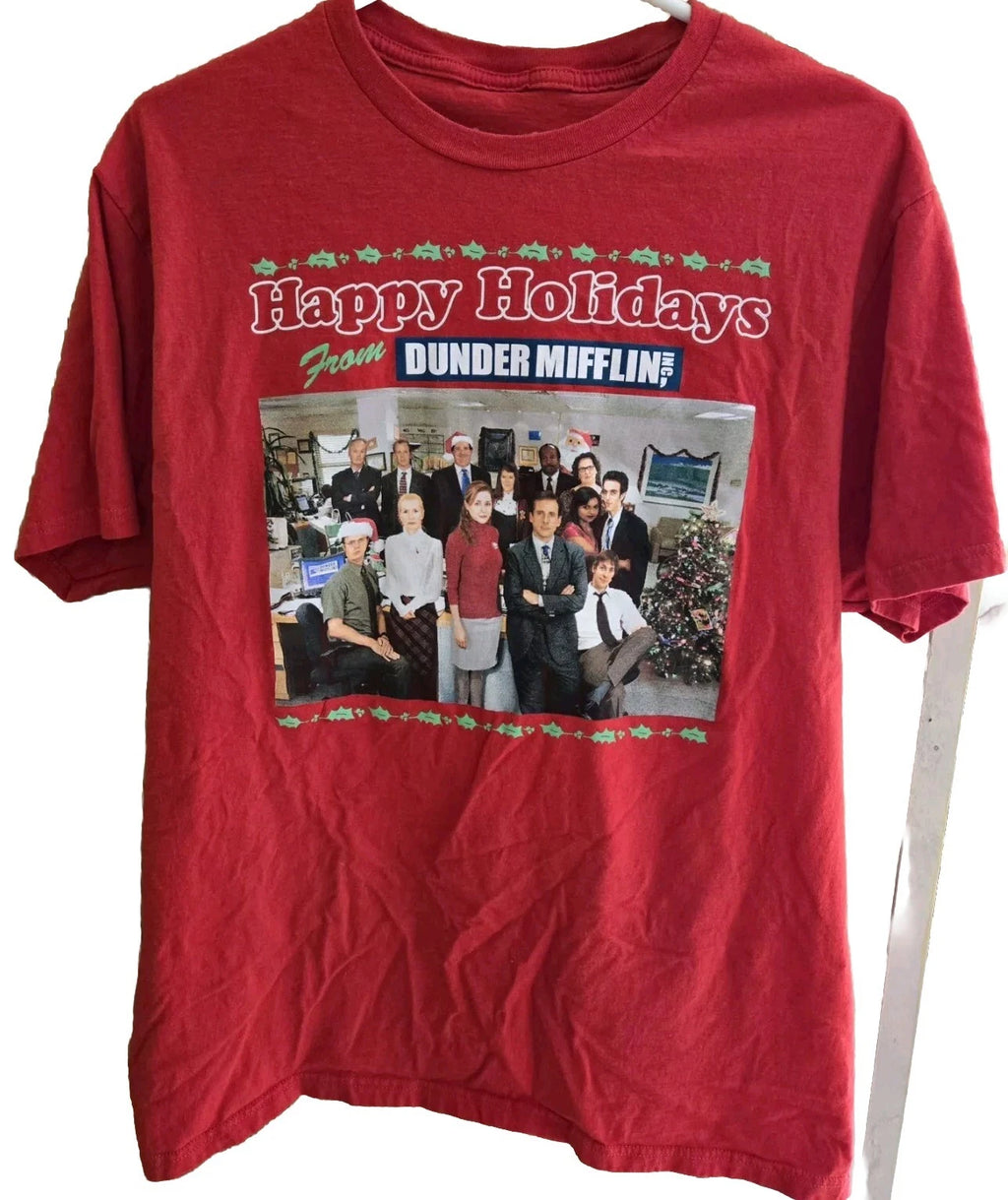 The Office Happy Holidays Christmas card short sleeve t-shirt Men’s size Large