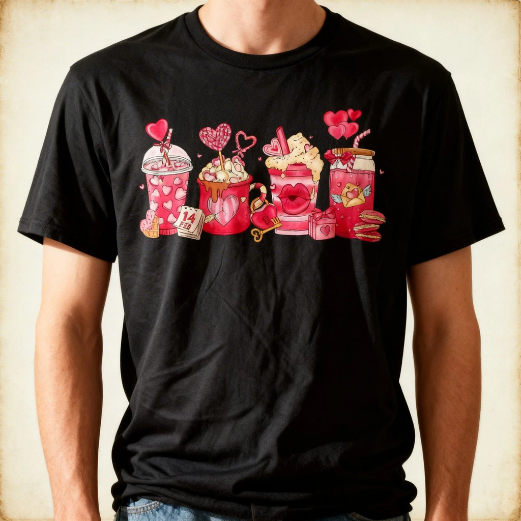 Valentine Coffee Lover Latte Iced Star Coffee Valentine Day T-Shirt