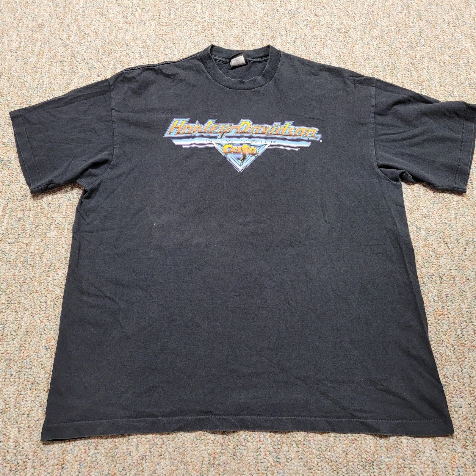 Harley Davidson Shirt Mens 2XL Black New York Cafe Chrome Logo Motorcycle Biker