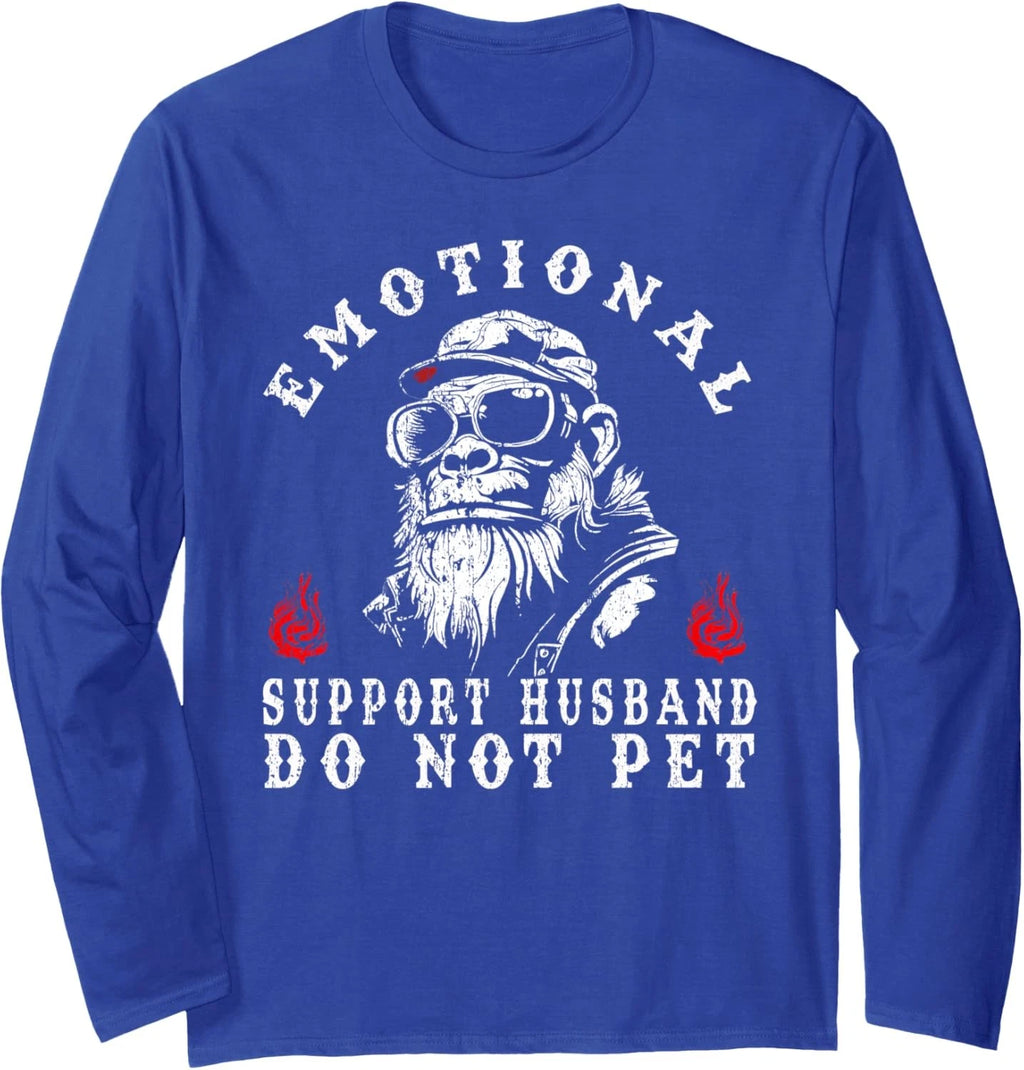 Emotional Support Husband Do Not Pet Funny Monkey Long Sleeve T-Shirt