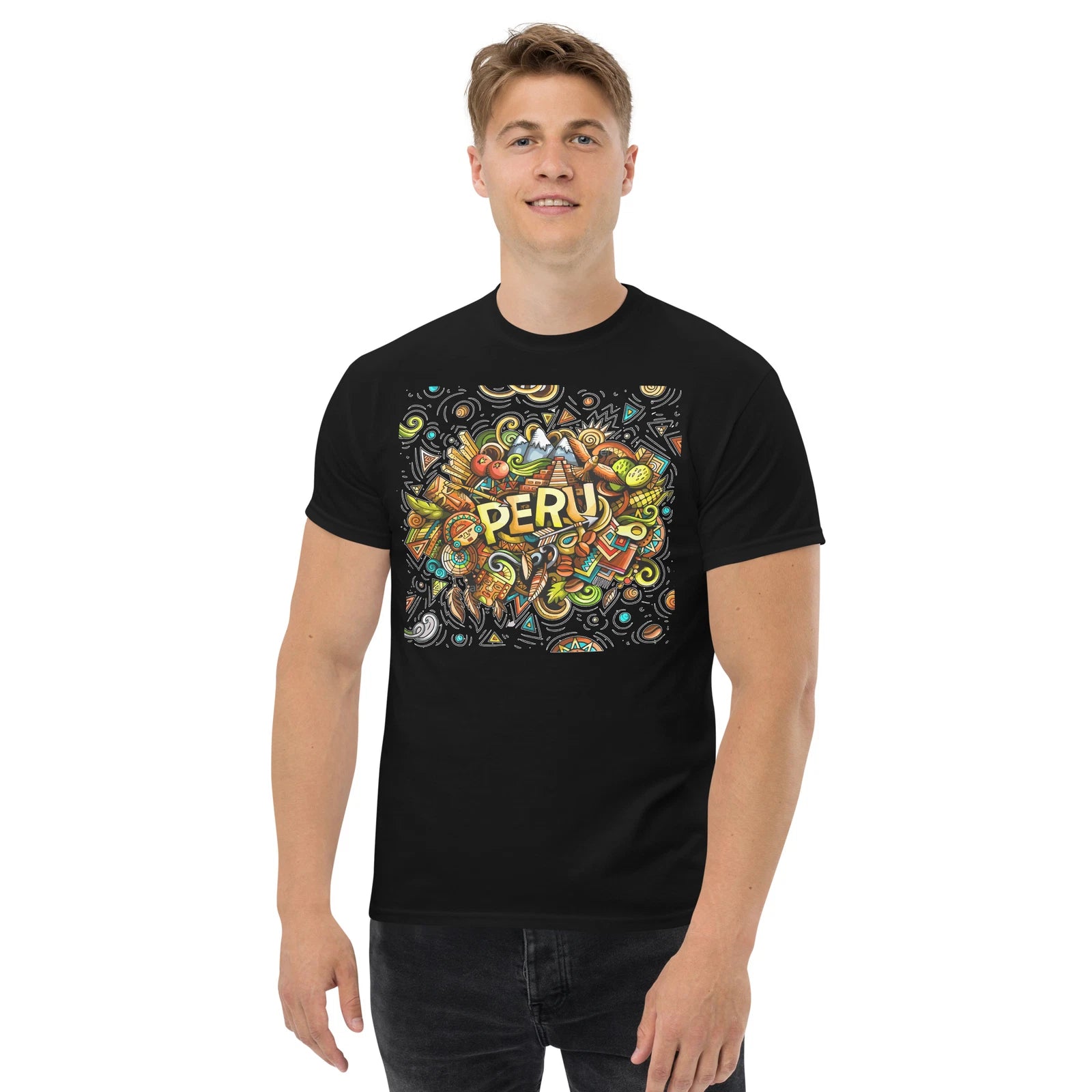 PERU MOSAIC AWESOME PERUVIAN TRENDY DESIGN GRAPHIC T SHIRT Men's classic tee