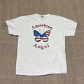 Vintage American Angel Shirt Mens Large White 2000s Y2K Butterfly USA