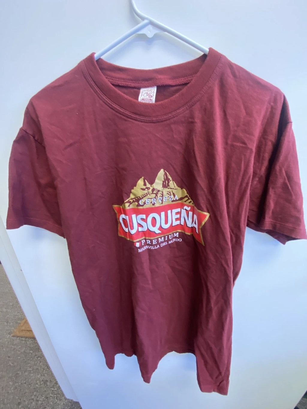Vishen Cusqueña Beer Graphic Burgundy Cotton Men's T-Shirt XL