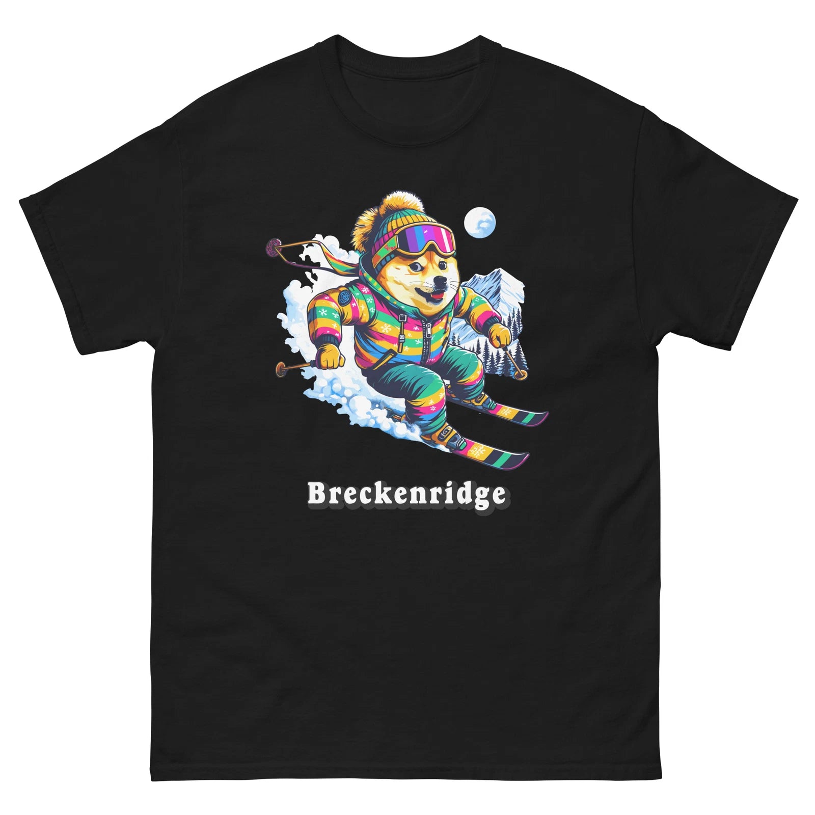 Breckenridge Doge Skiing Funny Ski Skier Dog Meme Cute Shirt T-Shirt
